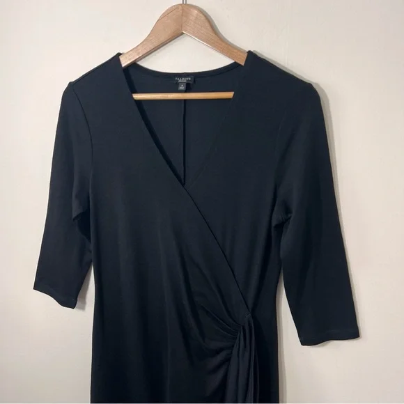 Talbots Black Wool Blend Dress Size 6 Faux Wrap Knee Length - Picture 4 of 13